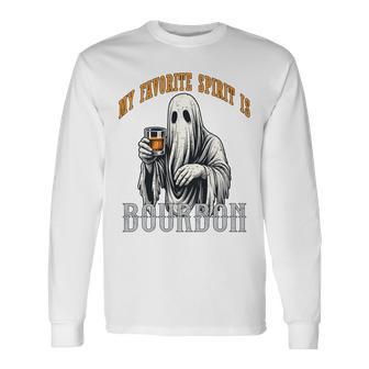 My Favorite Spirit Is Bourbon Halloween Ghost Costume Men Long Sleeve T-Shirt - Thegiftio UK
