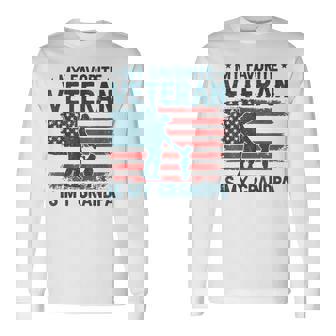 My Favorite Veteran Is My Grandpa Veterans Day Military Papa Long Sleeve T-Shirt | Mazezy