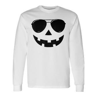 Jack O Lantern Face Pumpkin Halloween Costume Boys Long Sleeve T-Shirt - Thegiftio