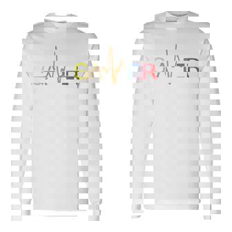 Gamer Heartbeat Video Games Colorful Gaming Boys Ns Men Long Sleeve T-Shirt | Seseable CA