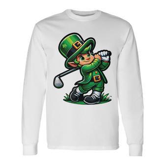 Golf St Patrick's Day Irish Leprechaun Golfer Golfing Long Sleeve T-Shirt - Thegiftio UK