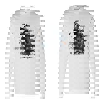 Gorilla Lover アートワーク 鳥 動物 モチーフ ゴリラ 長袖Tシャツ - Kawaiitshirt