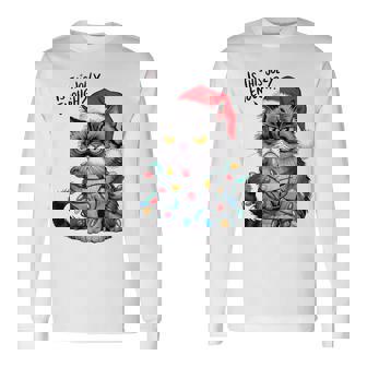 Grumpy Christmas Cat Jolly Enough Holiday Long Sleeve T-Shirt | Mazezy