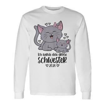 Ich Werde Eine Großechwester 2026 Kätzchen Katzen Kinder Langarmshirts - Geschenkecke
