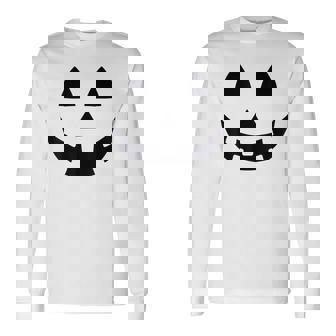 Jack O Lantern Carved Pumpkin Face 2025 Halloween Costume Long Sleeve T-Shirt | Mazezy