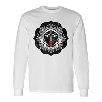 Kali Hindu Deity Goddess Indian Sacred Yoga Puja Kali Long Sleeve T-Shirt | Mazezy