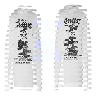 Knitting Because Punching People Is Wrong Long Sleeve T-Shirt | Seseable CA