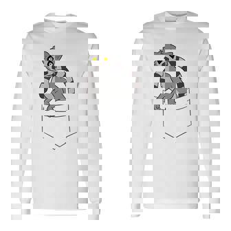 Lemur Enu Bolsillo Lindo Bolsillo Lemur Camiseta de manga larga - Regaloses