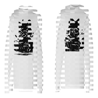 Lire Livre Chat Amoureux De Café Lecture Chat T-shirt à manches longues - Cadeauxyz