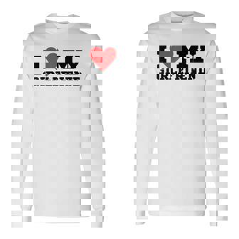 I Love My Girlfriend White Color Y2k Red Heart Love Long Sleeve T-Shirt | Mazezy