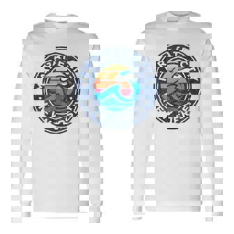 Margate City New Jersey NJ Vintage Nautical Waves Long Sleeve T-Shirt | Mazezy