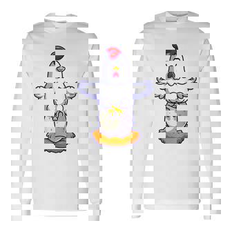 Meditación De Pollo Mejor Retroimpresión De Yoga Camiseta de manga larga - Regaloses