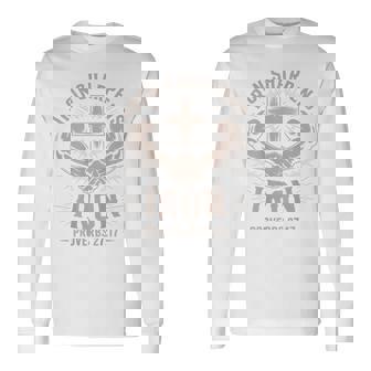 Men's Christian Workout Iron Sharpens Iron Christ Jesus Gym Long Sleeve T-Shirt - Monsterry