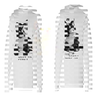 Mischief In Fur 猫写真 ハチワレ猫 黒白猫 猫好き ネタ 猫しもべ 猫飼い 猫依存症 長袖tシャツ 長袖Tシャツ - Kawaiitshirt