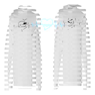 Nadador Heartbeat Divertido Natación Entrenador Gráfico Camiseta de manga larga - Regaloses