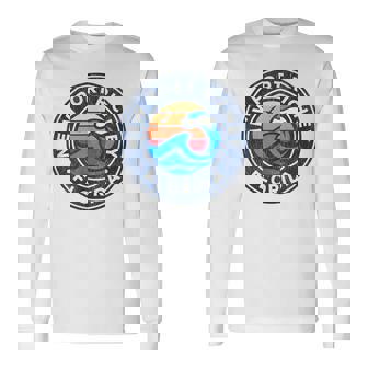 New Port Richey Florida FL Vintage Nautical Waves Long Sleeve T-Shirt | Mazezy