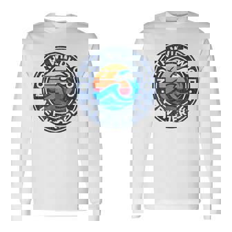 North Wildwood New Jersey NJ Vintage Nautical Waves Long Sleeve T-Shirt | Mazezy