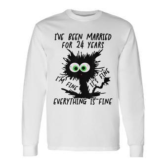 Opal Wedding I've Been Married For 24 Years Long Sleeve T-Shirt - Thegiftio UK