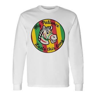 My Patience Lasts This Long Vibrant Retro Zebra Animal Lover Long Sleeve T-Shirt - Thegiftio