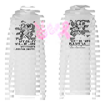Peace Love Cure Pink Ribbon Breast Cancer Awareness Long Sleeve T-Shirt - Monsterry