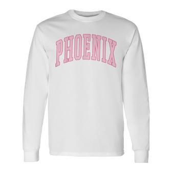 Phoenix Vintage Preppy Varsity Pink Sports Long Sleeve T-Shirt - Thegiftio UK