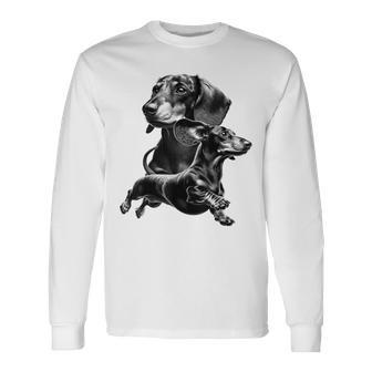 Proud Dachshund As A Cool Portrait Long Sleeve T-Shirt - Thegiftio