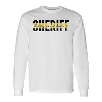 Proud Sheriff Dispatcher Thin Gold Line 911 Dispatch Long Sleeve T-Shirt - Thegiftio UK