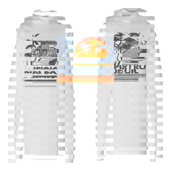 Puerto Rico Vacation Sunset Cute 70S Vintage Retro Beach Long Sleeve T-Shirt - Thegiftio