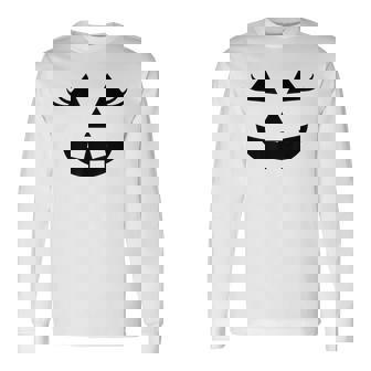 Pumpkin Lashes For Pink Halloween Vibe Jack O Lantern Face Long Sleeve T-Shirt - Monsterry