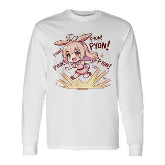 Pyon Anime Meme En Divertido Anime Kawaii Estética Japonesa Camiseta de manga larga - Regaloses