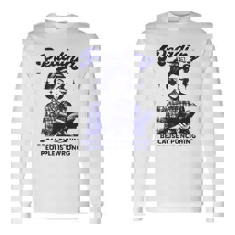 Reading Because Punching People Is Wrong Long Sleeve T-Shirt - Monsterry