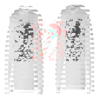 Red And White Candy Cane Santa Christmas Xmas Lights Long Sleeve T-Shirt | Seseable UK