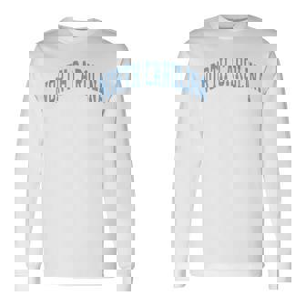Retro North Carolina Blue Souvenir Simple North Carolina Long Sleeve T-Shirt | Mazezy