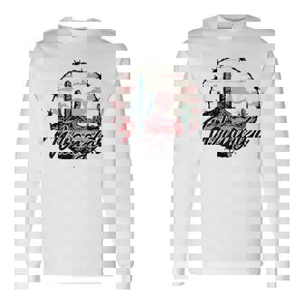 Retro Western Wrangler Cowgir Pink Desert Long Sleeve T-Shirt | Seseable CA