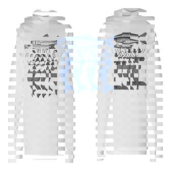 Sardine Fish Mermaid Coastal Summer Retro Graphic Long Sleeve T-Shirt - Monsterry