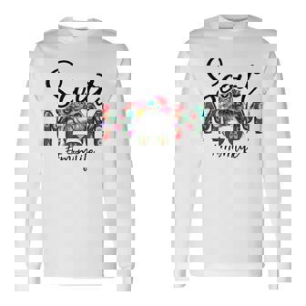 Scouting Scout Mom Life Messy Bun Hair Mother's Day Mommy Long Sleeve T-Shirt | Mazezy