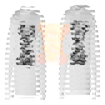 Snirt À Capuche Motif Ours En Peluche Imprimé Dans Le Dos T-shirt à manches longues - Cadeauxyz