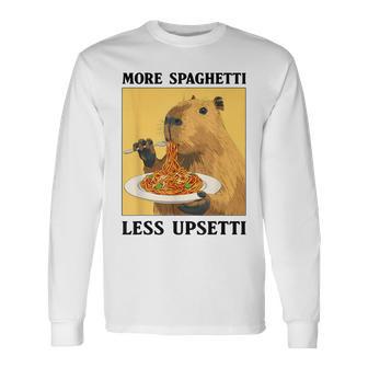 More Spaghetti Less Upsetti Capybara Quote Long Sleeve T-Shirt - Thegiftio UK