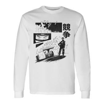 Sport Automobile Japon Pilote De Courseur Circuit Manga T-shirt à manches longues - Cadeauxyz