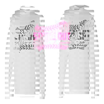 Strike Out Cancer Baseball Softball Breast Cancer Awareness Long Sleeve T-Shirt | Mazezy