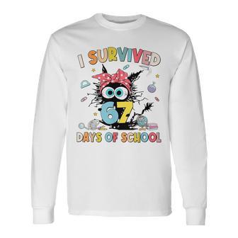 I Survived 67 Days Of School Teachers Students Six Seven 90S Long Sleeve T-Shirt - Thegiftio UK