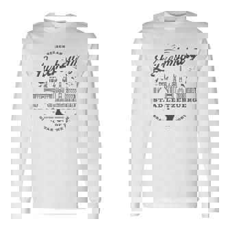 Travel To Luxembourg Western Europe Vintage Skyline Long Sleeve T-Shirt - Monsterry