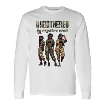 Unbothered By Negative Souls Camo Black African American Long Sleeve T-Shirt - Thegiftio UK