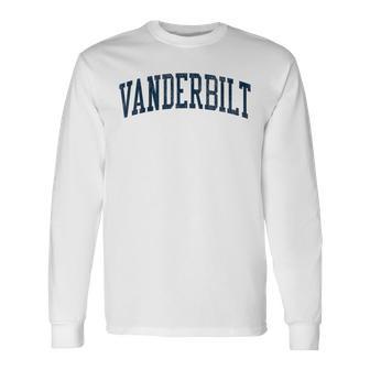 Vanderbilt Mi Vintage Athletic Sports Jsn2 Navy Print Long Sleeve T-Shirt - Thegiftio