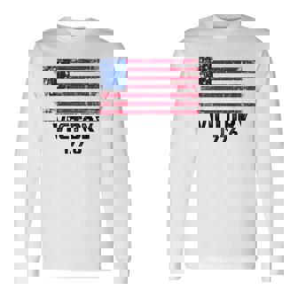 Victory 1776 愛国的 ベッツィー・ロス アメリカ国旗 星13個 長袖Tシャツ - Kawaiitshirt