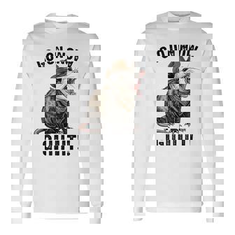 Vintage Cowboy Opossum Go On Now Giiiit Western Long Sleeve T-Shirt | Seseable FR