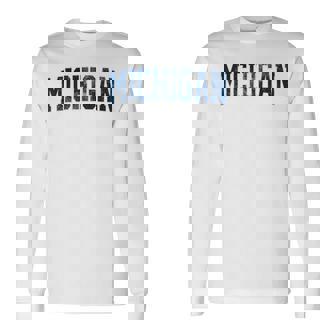 Vintage Michigan Look Blue Maize Retro Gold Michigan Long Sleeve T-Shirt - Monsterry