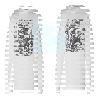 Vintage Western Dachshund Cowboy Ufo Wiener Dog Doxie Long Sleeve T-Shirt | Seseable FR