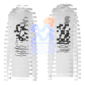 Wave Club Mit Handgezeichneten Illustrationen Langarmshirts - Seseable