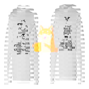 【みず】 柴犬 ビール 酒 生ビール 水 酒好き飲酒 おもしろ 面白い ネタ ウケ狙い お酒 長袖Tシャツ - Kawaiitshirt